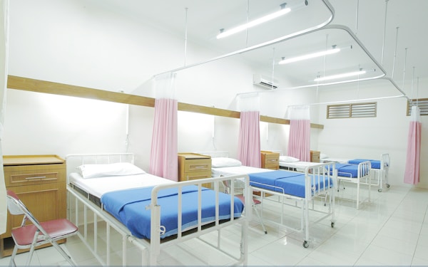 Patient room representing home and palliative bed equipment